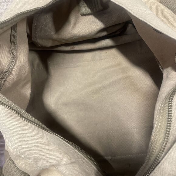 Eddie Bauer canvas duffle bag travel leather handle shoulder strap Tan Vintage - Picture 8 of 11